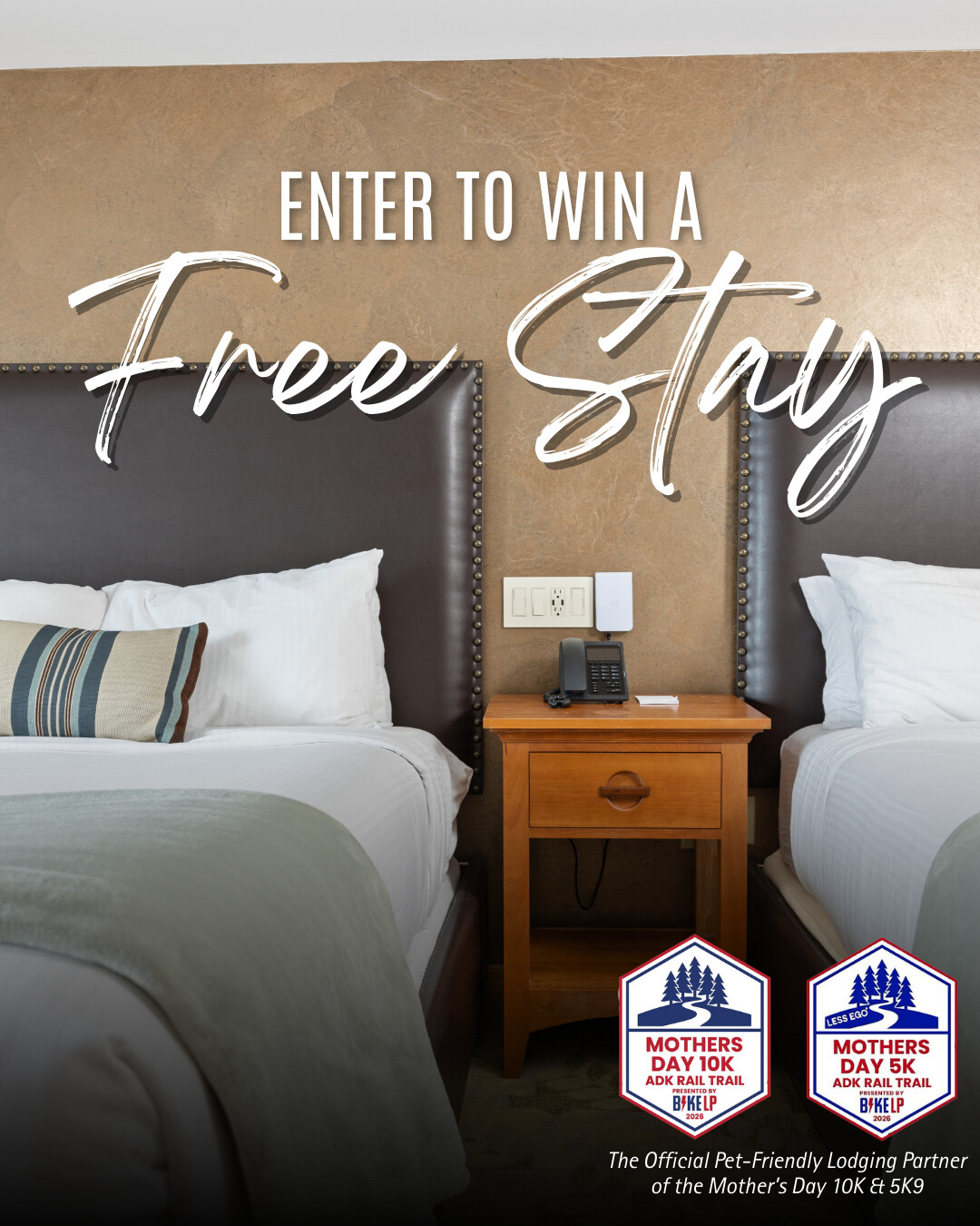 🏃‍♀️𝐌𝐨𝐭𝐡𝐞𝐫’𝐬 𝐃𝐚𝐲 𝐑𝐚𝐜𝐞 𝗪𝐞𝐞𝐤𝐞𝐧𝐝 𝐆𝐢𝐯𝐞𝐚𝐰𝐚𝐲 🐾 

To celebrate the new Lake Placid Mother’s Day 10K & 5K9, we’re giving one runner the chance to stay lakeside at Golden Arrow Lakeside Resort, 𝘵𝘩𝘦 𝘖𝘧𝘧𝘪𝘤𝘪𝘢𝘭 𝘗𝘦𝘵 𝘍𝘳𝘪𝘦𝘯𝘥𝘭𝘺 𝘓𝘰𝘥𝘨𝘪𝘯𝘨 𝘗𝘢𝘳𝘵𝘯𝘦𝘳 𝘰𝘧 𝘵𝘩𝘦 𝘔𝘰𝘵𝘩𝘦𝘳'𝘴 𝘋𝘢𝘺 𝟷𝟶𝘒 & 𝟻𝘒𝟿!

𝐇𝐨𝐰 𝐭𝐨 𝐞𝐧𝐭𝐞𝐫 𝐟𝐨𝐫 𝐲𝐨𝐮𝐫 𝐜𝐡𝐚𝐧𝐜𝐞 𝐚𝐭 𝐚 𝐟𝐫𝐞𝐞 𝟐-𝐧𝐢𝐠𝐡𝐭 𝐬𝐭𝐚𝐲:

• Follow @lpgoldenarrow + @lpmarathon 
• Like this post
• Tag your race weekend sidekick (each comment = 1 entry)

🌟𝐁𝐨𝐧𝐮𝐬: Share this post to your story and tag both accounts for an extra entry.

🏃🏻‍♀️‍➡️Not signed up to run yet? No problem! Sign up at the link in our bio. 

Giveaway Terms: At least one guest staying must be participating in the Mother’s Day 10K or 5K9. The winner will be messaged by @lpgoldenarrow on March 25, 2026. Free 2-night stay valid for race weekend only, for the nights of Friday, May 8, and Saturday, May 9, 2026. Includes Deluxe Lakefront Accommodations for up to 2 adults, 2 children, and one pet. Accommodations can not be transferred to another person or date, or redeemed for cash. This giveaway is in no way affiliated with Instagram.