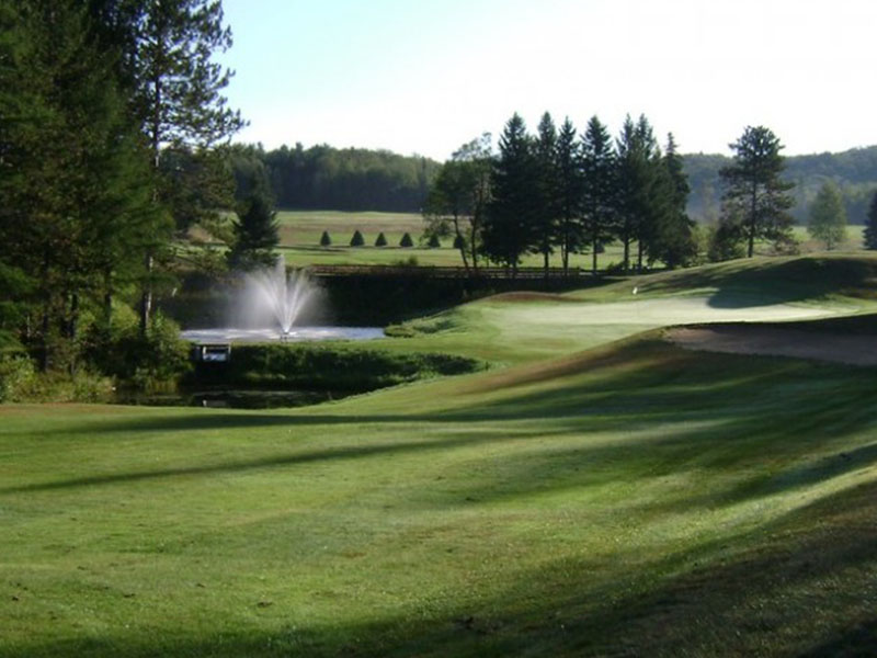 golf course with fountain