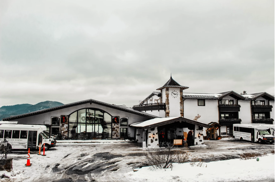 Front of the hotel in winter