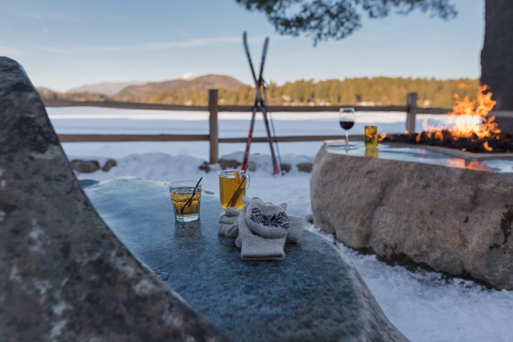 cocktails by the outdoor firepit
