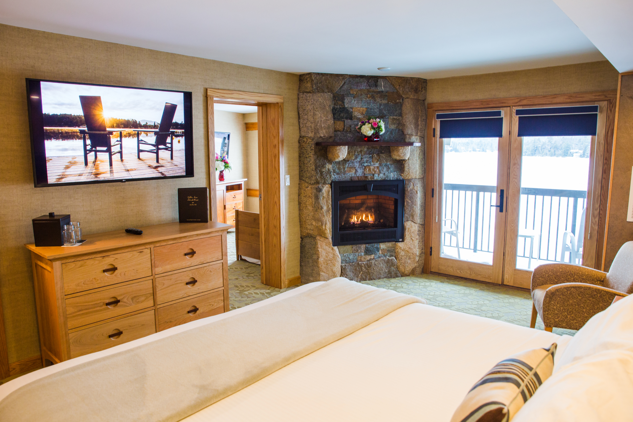views of the fireplace in skylight suite