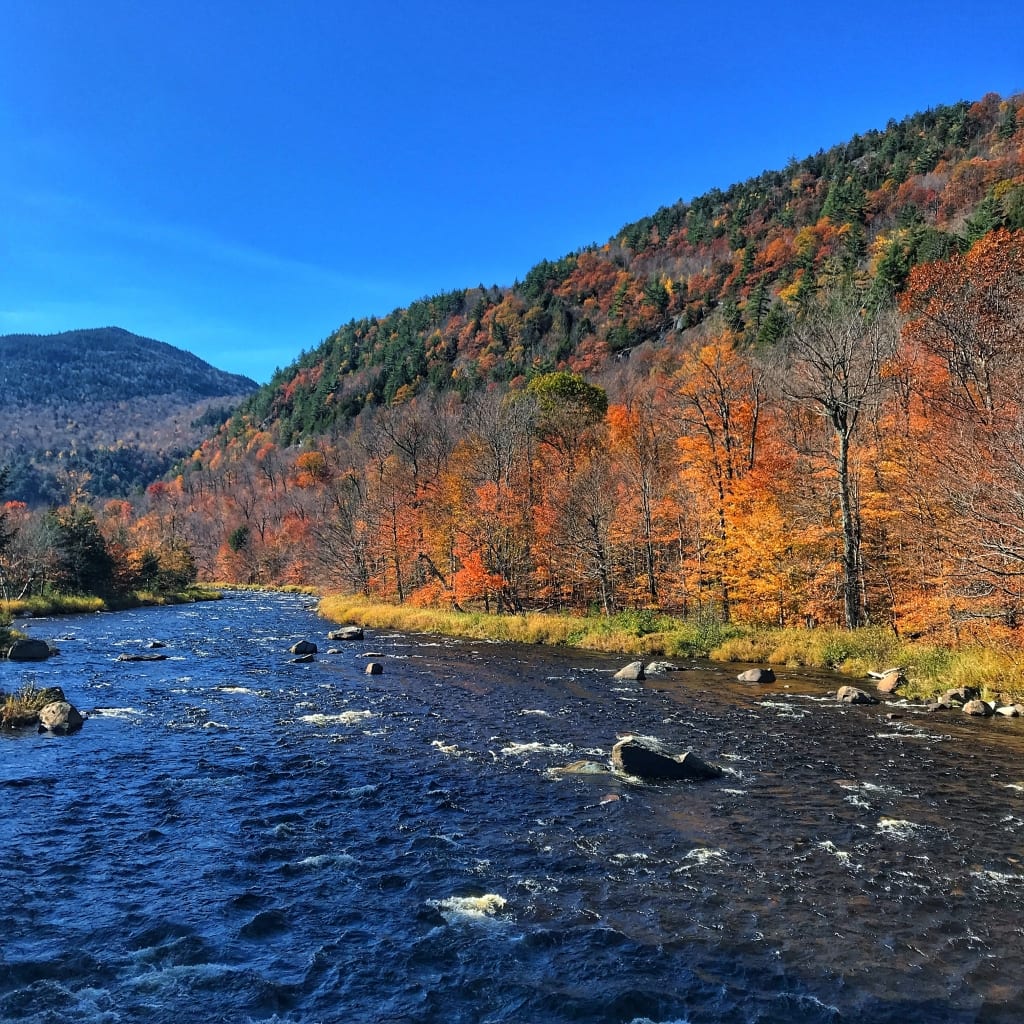 High Falls river and autumn trees