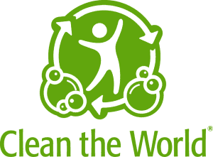 Recycling logo. Text: Clean the World