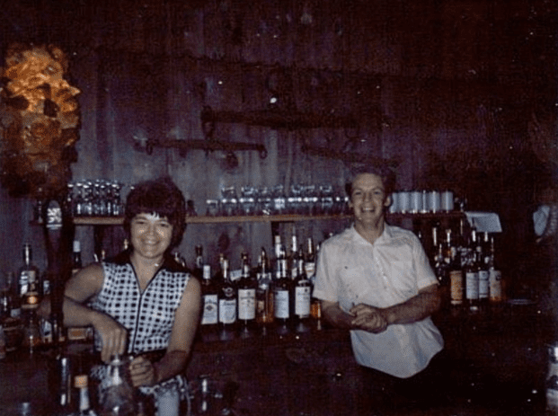 Wini and Stef working the bar at the Holiday Motel