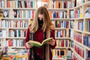 Photo of a person at a bookstore in Lake Placid