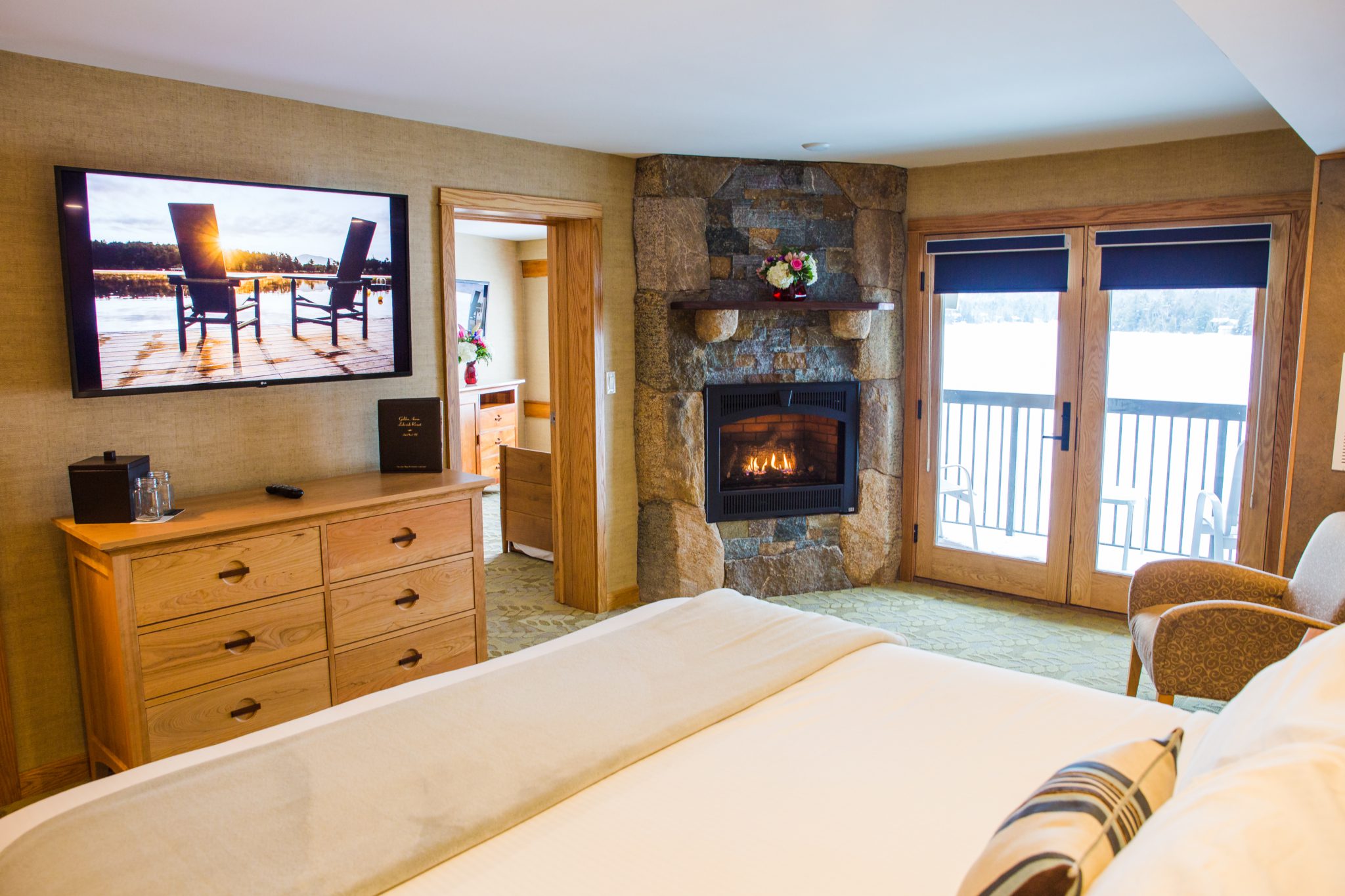 Skylight room with fireplace