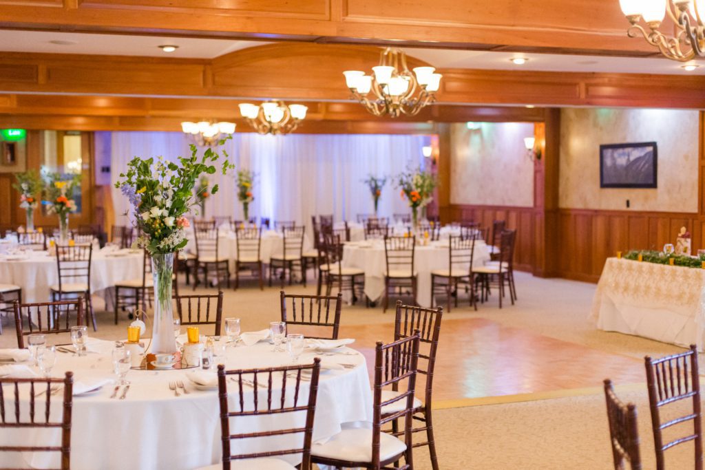 Four Seasons Room set up for wedding reception