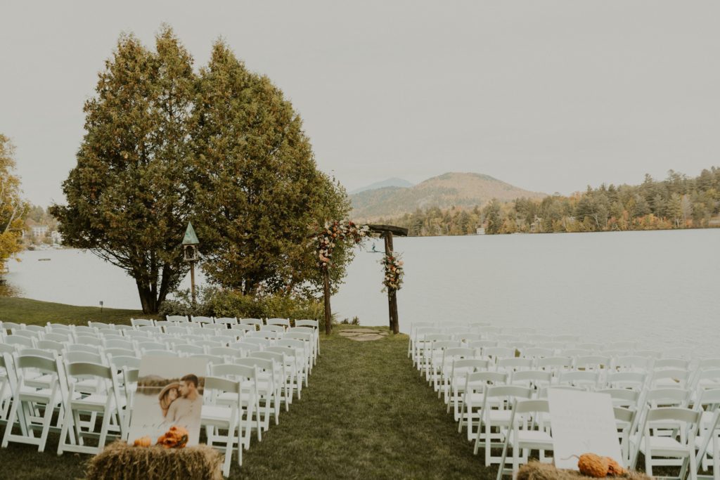 Lake Placid Wedding spot - North Lawn set for a wedding