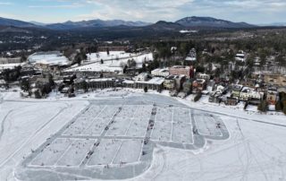 Views of the Golden Arrow from Mirror Lake during Pond Hockey