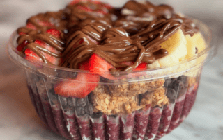 Treat yourself to a delicious acai bowl at Fresh Tracks in Lake Placid, NY