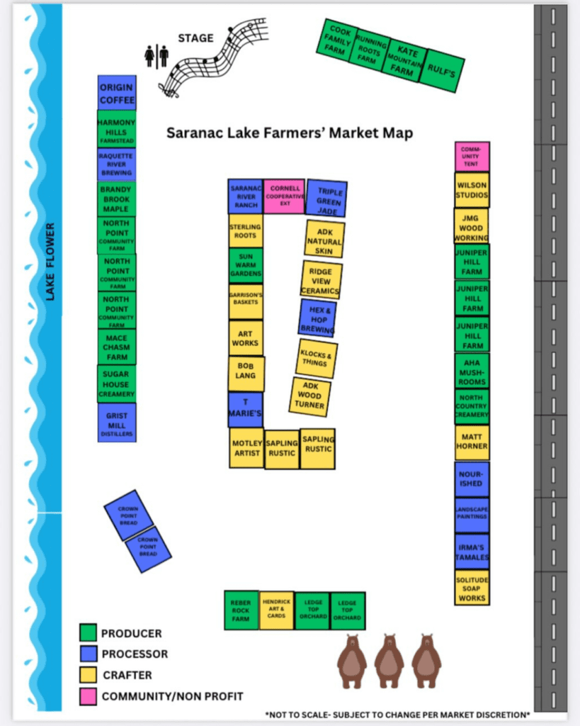 Saranac Lake Farmers' Market Vendor Map