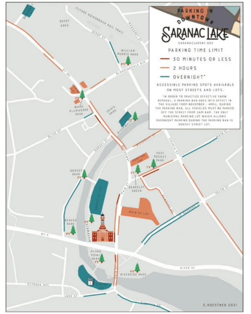 Saranac Lake Parking Map