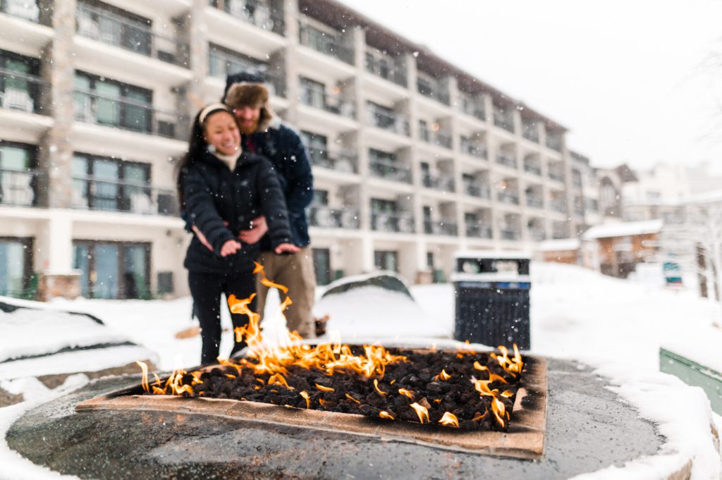 Apres Ski at the firepit when you stay at the Golden Arrow this winter