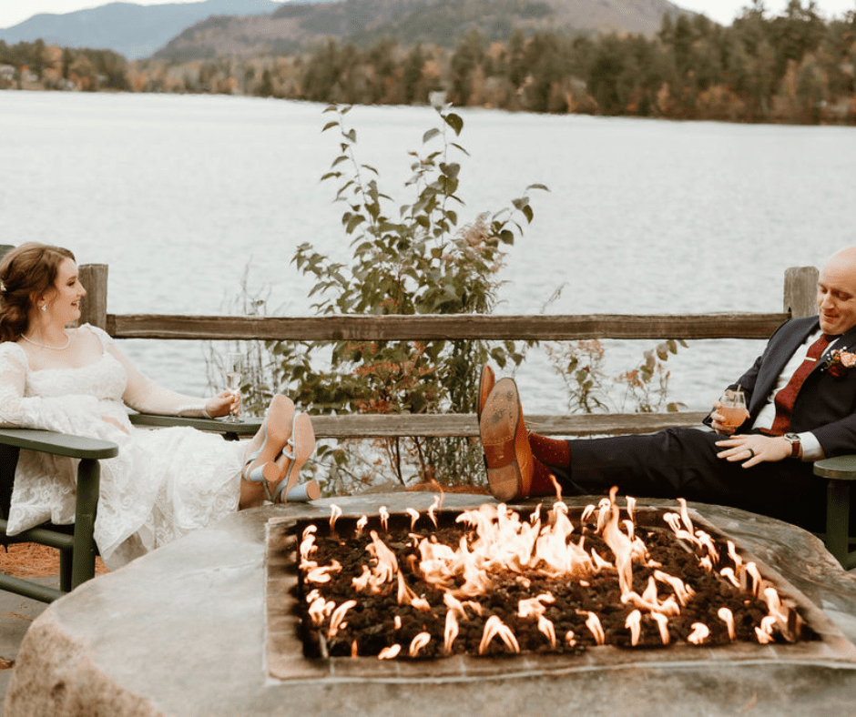 Even Golden Arrow Wedding coup0les like to enjoy an evening by the campfire